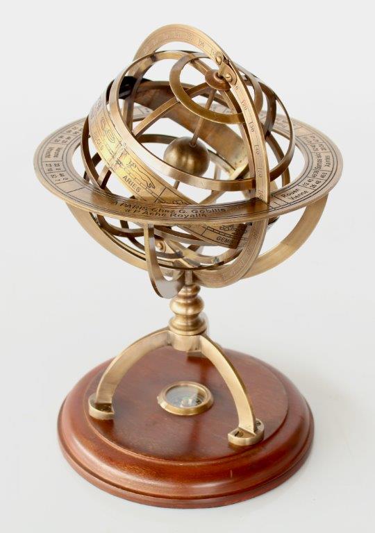 Large Brass Armillary Star Sign & Compass